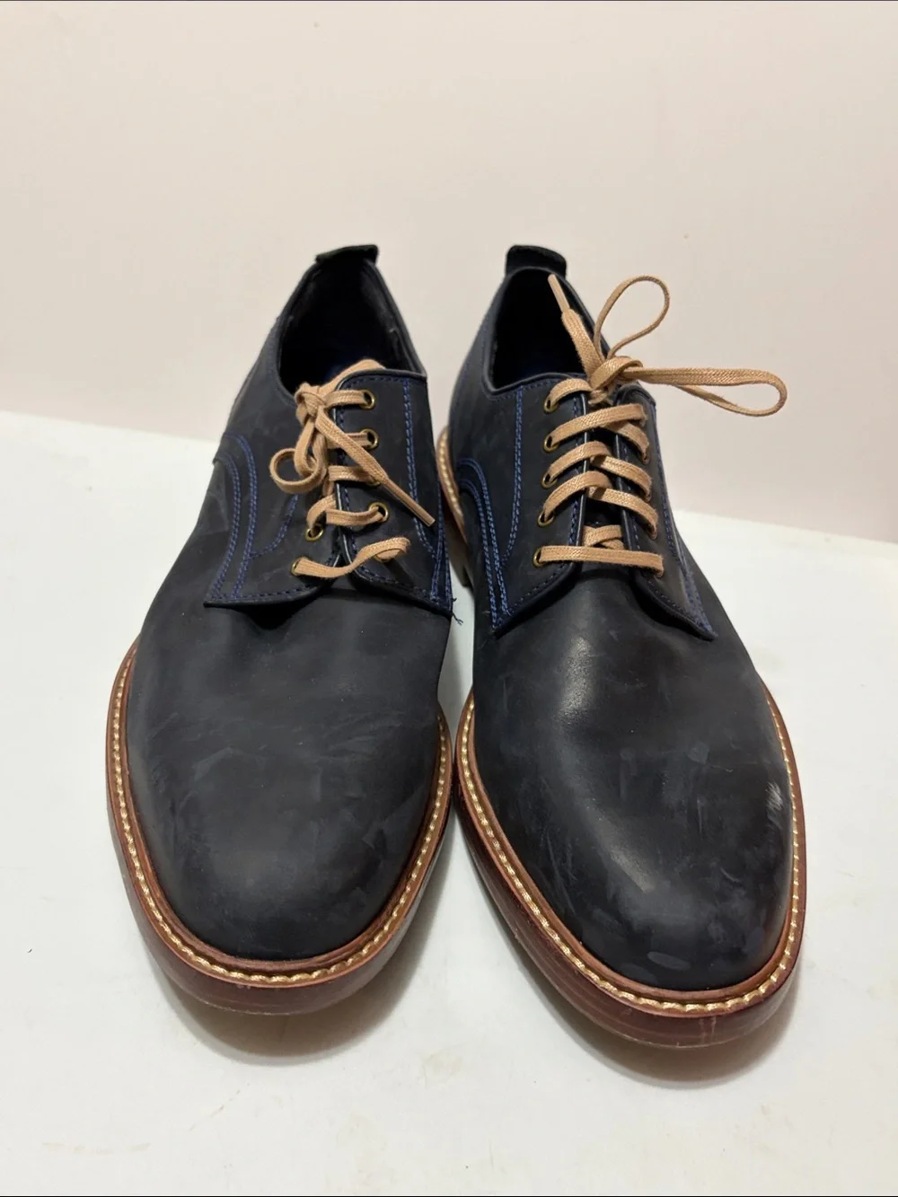 Cole Haan Men's Blue Leather Derby Shoes with Lace Up Sz 8M